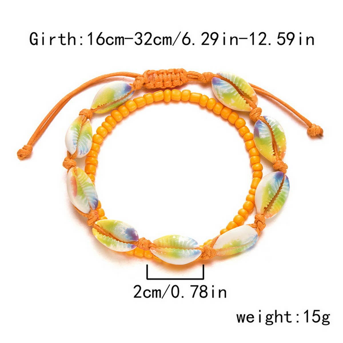HAND WOVEN BEACH COLORED SHELL RICE BEAD BRACELET_CWAJE2426