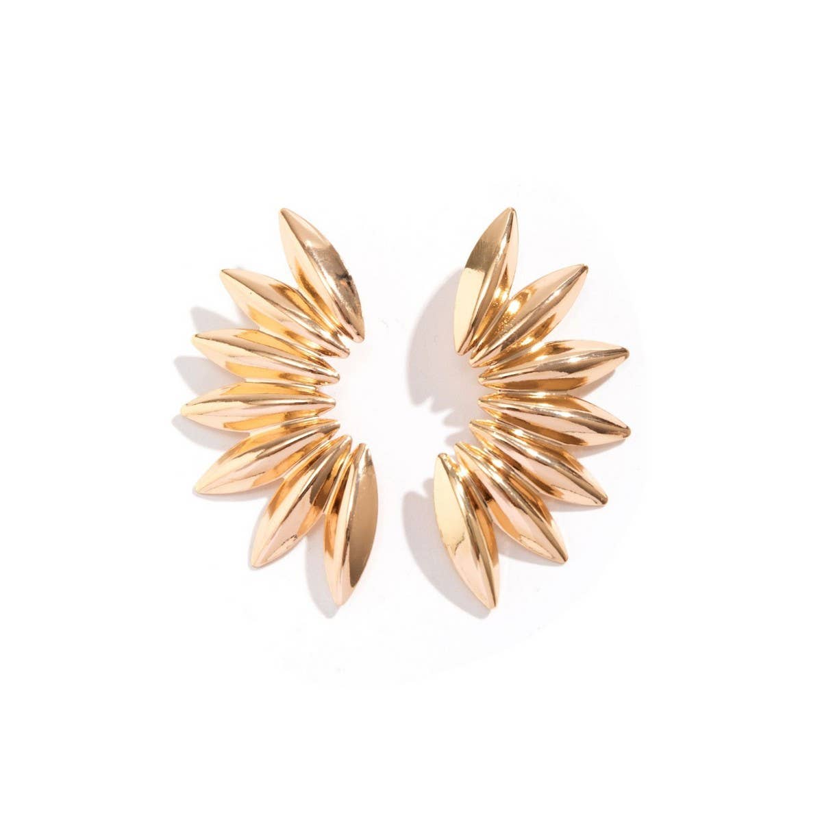 PUNK STYLE MINIMALIST FAN SHAPED BURR EARRINGS_CWAJE1154