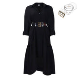 LAPEL SOLID COLOR FASHIONABLE LOOSE CASUAL DRESS_CWDSD6143