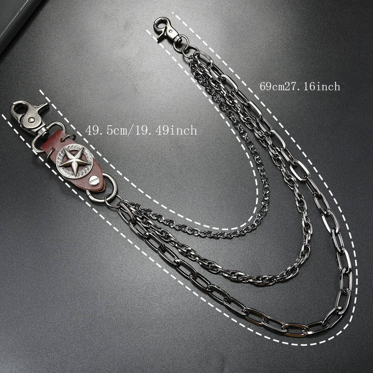 HIP HOP FIVE POINTED STAR THREE LAYER JEANS CHAIN_CWMM4869