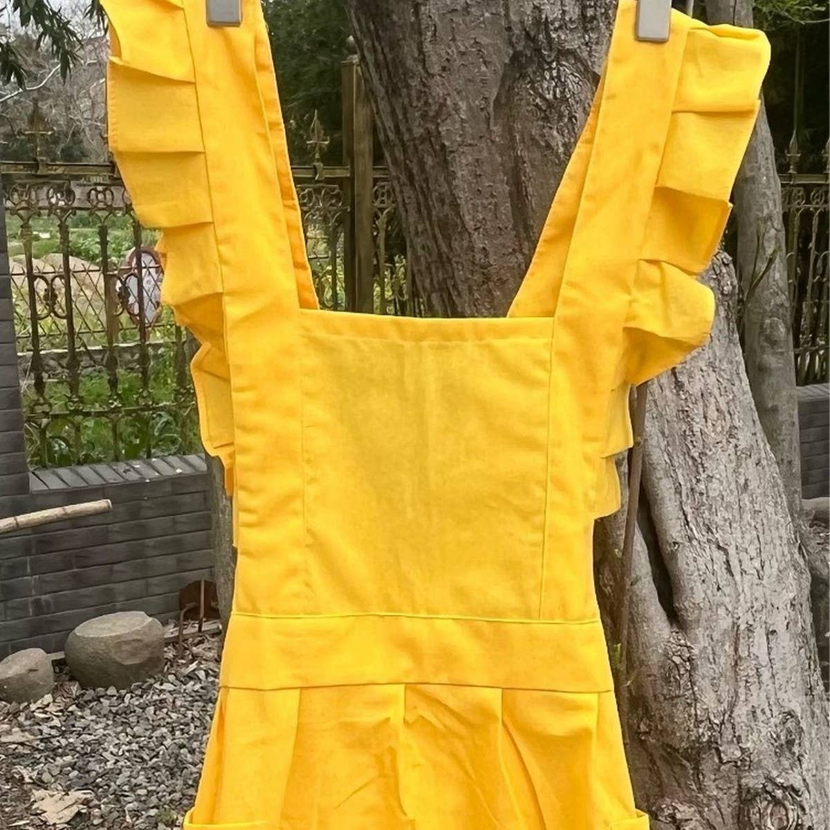 Waterproof And Fresh Ruffled Strap Cross Apron_Cwmm5815