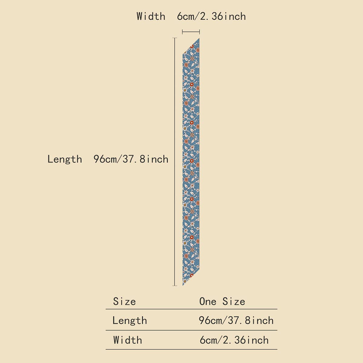 CHIC FLORAL LETTER TWILLY SCARF FOR HAIR BAGS_CWASC0068