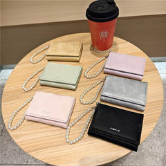 Velvet Pearl Letter Trifold Mini Wallet_Cwab06211