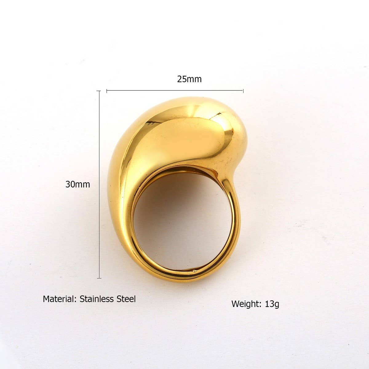 Trendy 18K Gold Plated Steel Statement Ring_Cwmm8937