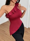 Womens Sexy One-Shoulder Strap Tank Top