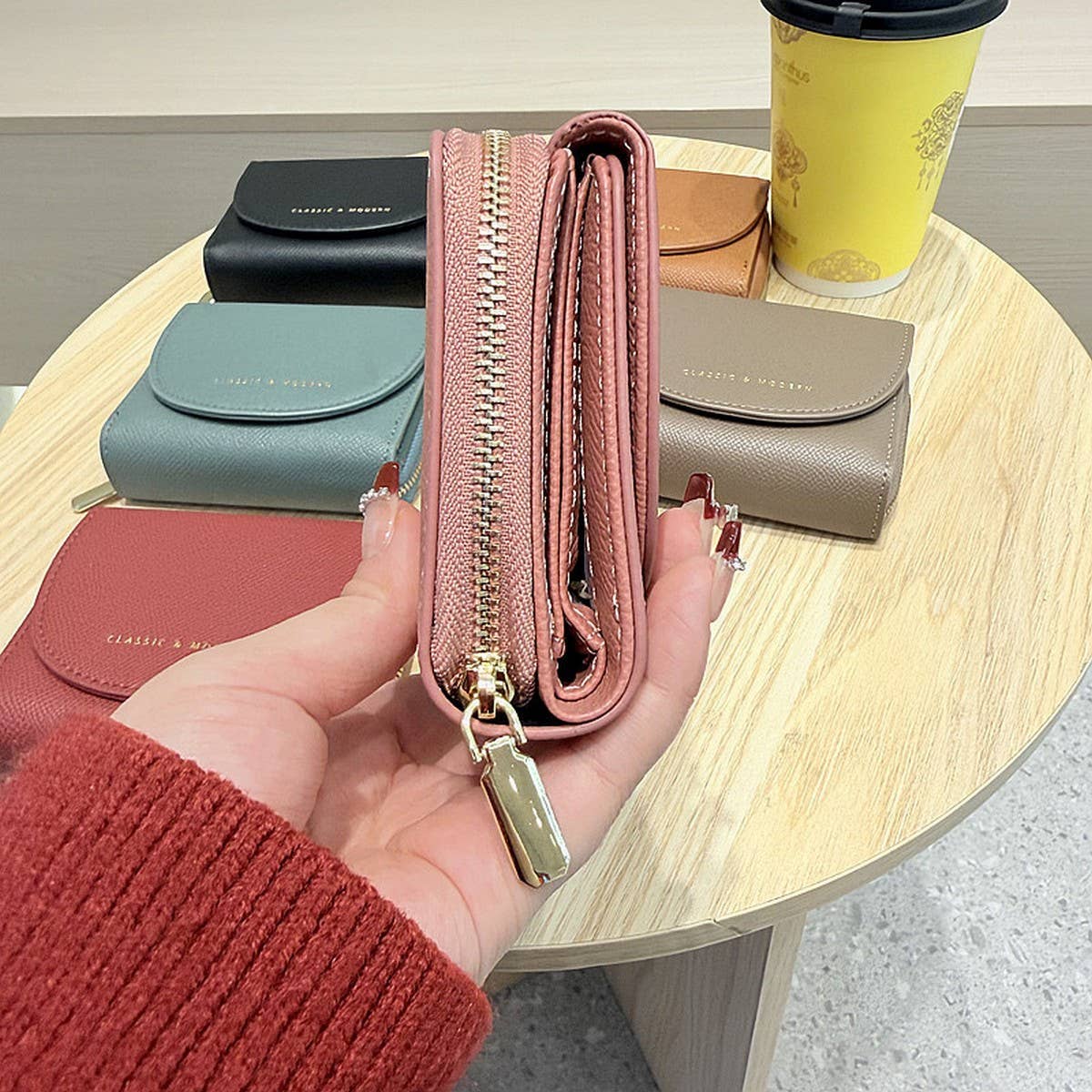 New Solid Color 3-Fold Wallet With Flip Cover_Cwab06253