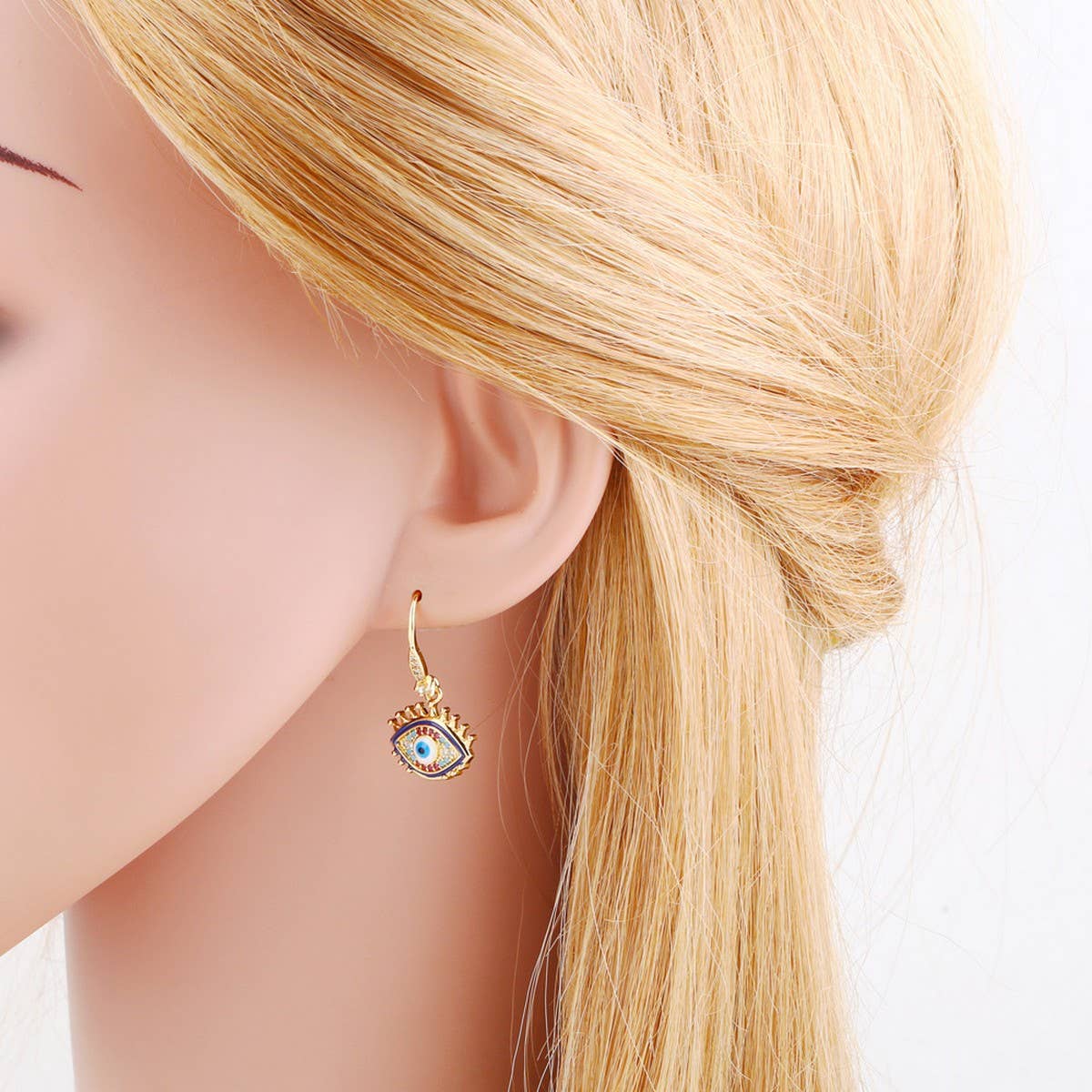 COLORED ZIRCON DEVILS EYE PENDANT EARRINGS_CWAJE1004