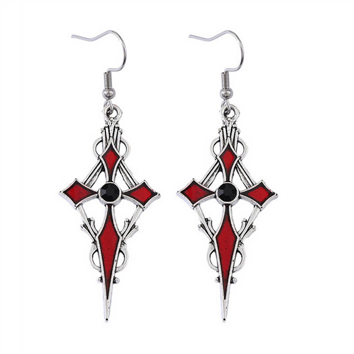PERSONALIZED POINTED CROSS VAMPIRE EARRINGS_CWAJE1982