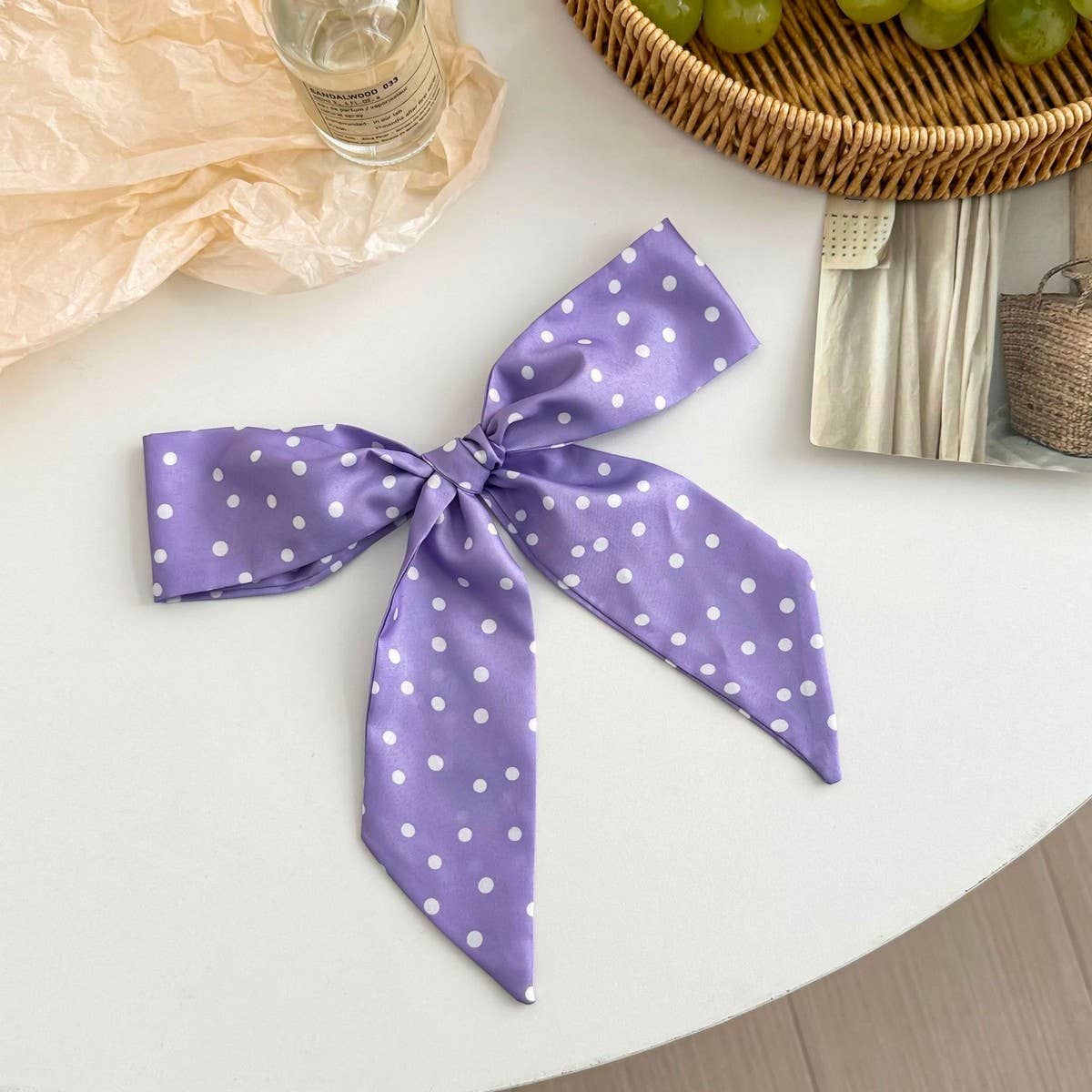 Striped Dot Skinny Scarf Hair Wrap Belt_Cwasc03018