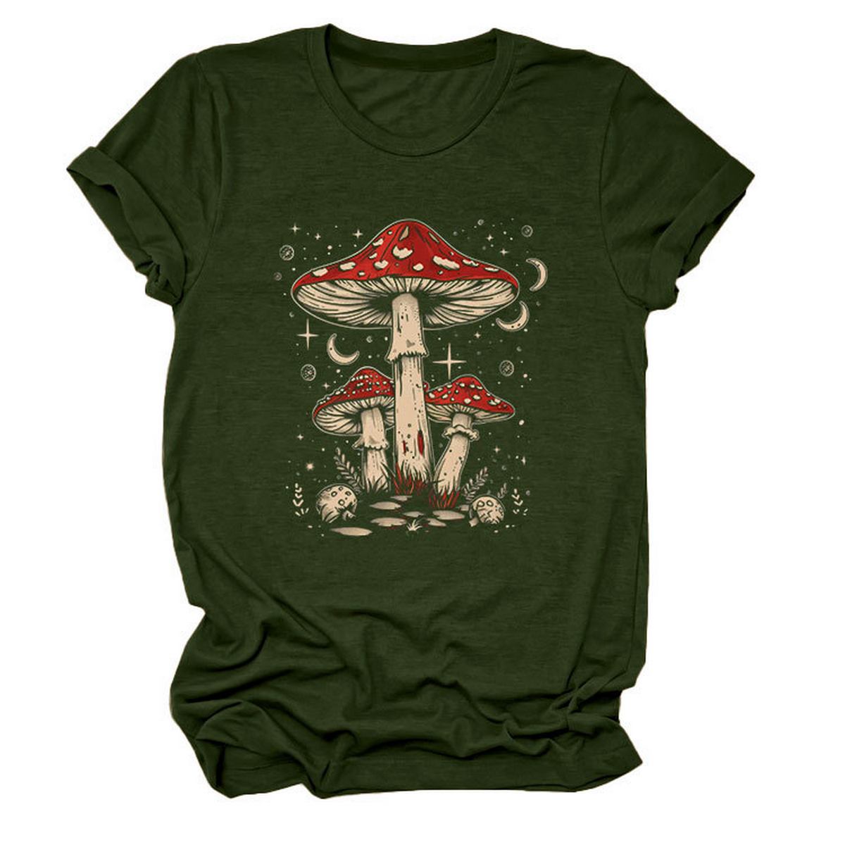 PLAYFUL RED MUSHROOM PRINT WOMENS BASE TEE_CWTTS1510