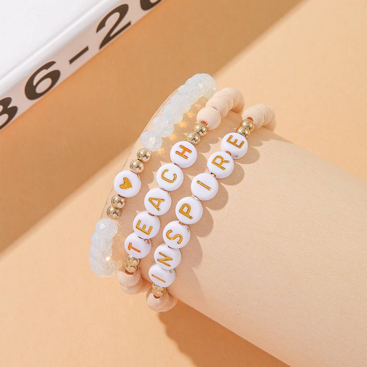 ACRYLIC BEADS ELASTIC CORD BEADED BRACELET SET_CWMM3538