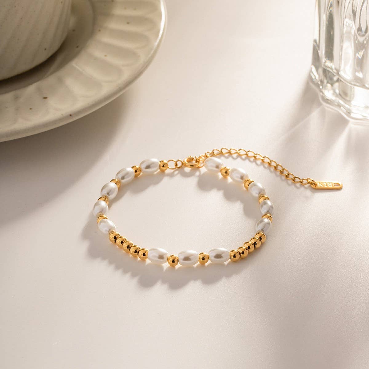 18K GOLD PEARL BRACELET NO FADE STAINLESS STEEL_CWAJE4667