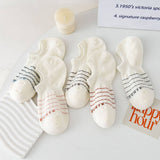 White Striped Waist Wicking Hidden Socks_Cwms0947