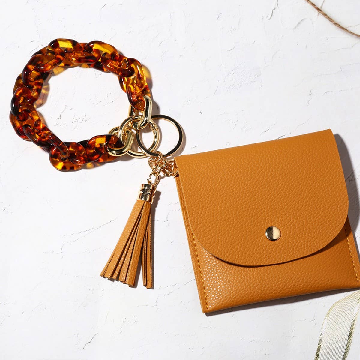 PRINTED GEOMETRIC PU WALLET WITH ACRYLIC KEYRING_CWAB4995