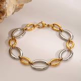 STYLISH TWO TONE TITANIUM STEEL CHAIN BRACELET_CWAJE4790