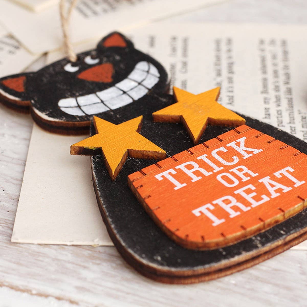 INS STYLE PAINTED PUMPKIN BAT WOOD HANGING_CWAJE05361