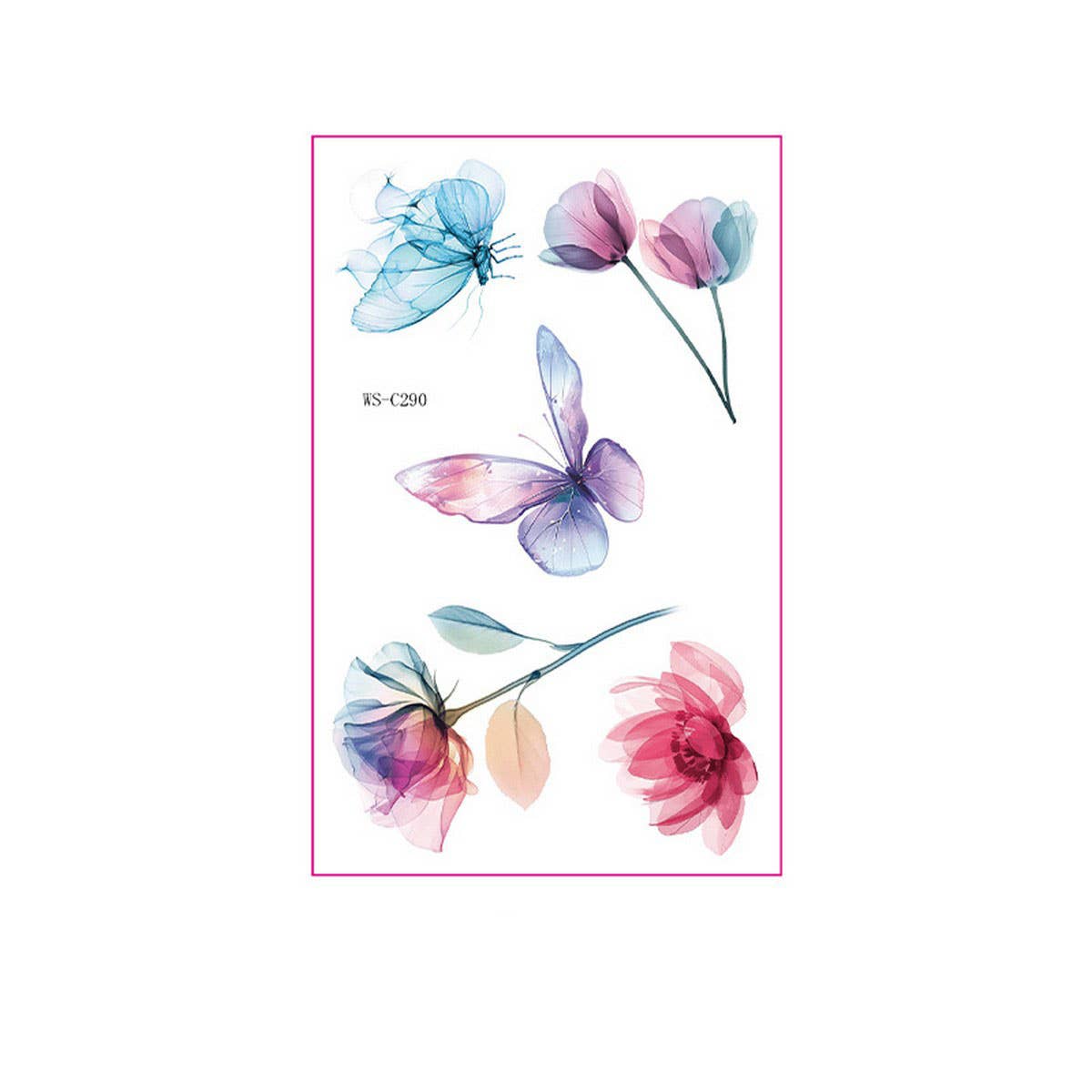 Watercolor Flower Tattoos For Hand Collarbone_Cwmm8270