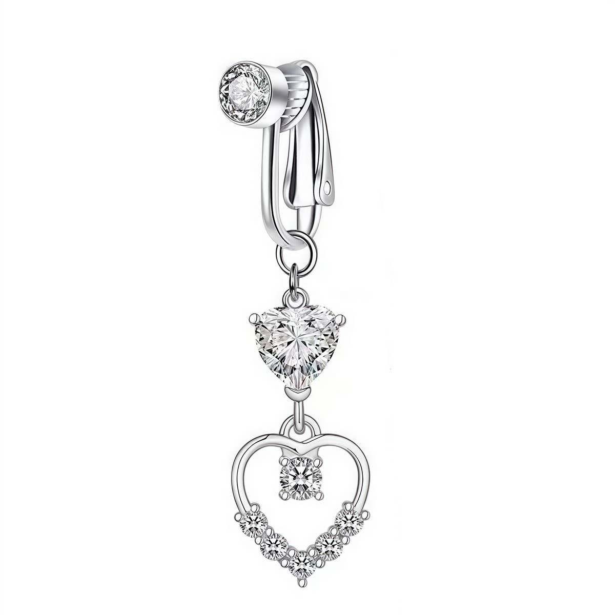 CRYSTAL MOON HEART BUTTERFLY FAKE NAVEL RING_CWMM9228