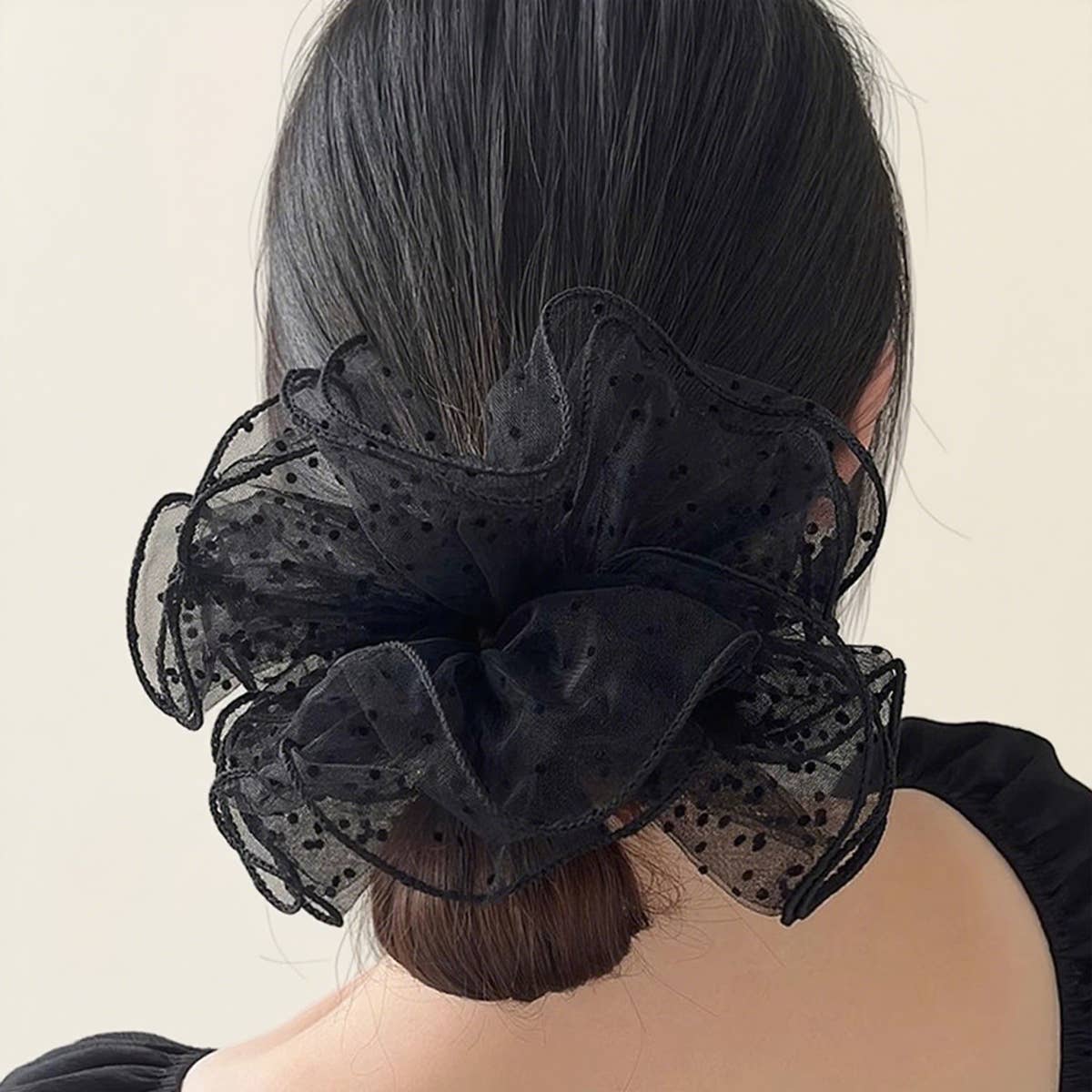 Women¡¯S Summer Dot Mesh Soft Elastic Hair Tie_Cwaha07516