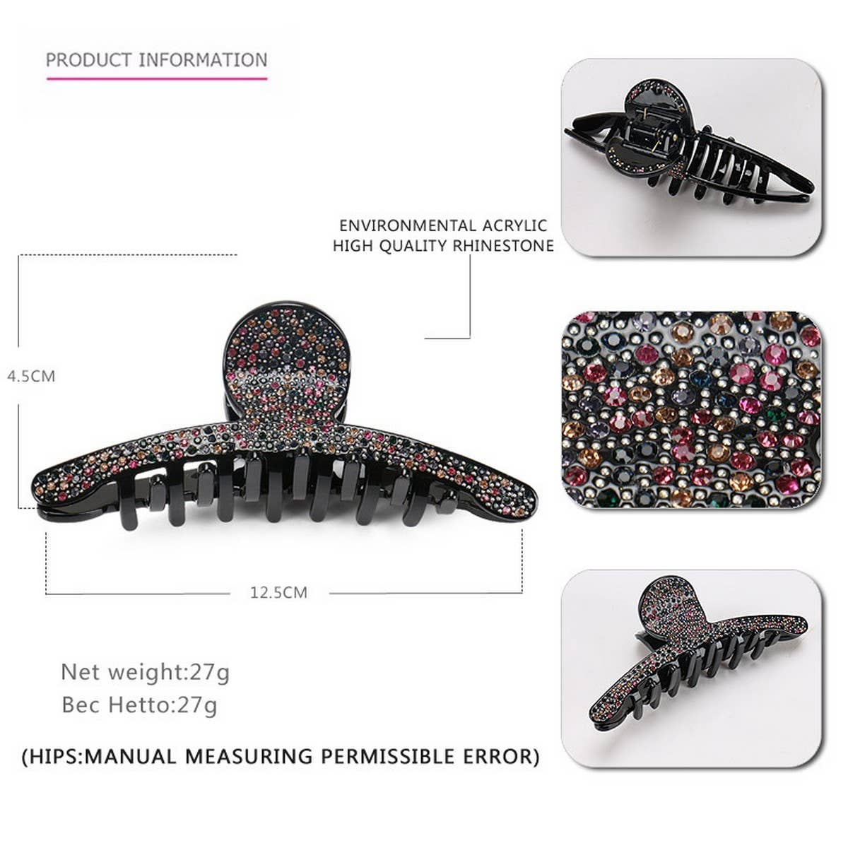 FASHION LARGE DIAMOND SHARK CLIP HAIRPIN_CWAHA4265