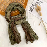 Cotton Linen Color Block Crinkle Scarf Shawl_Wj0414-03