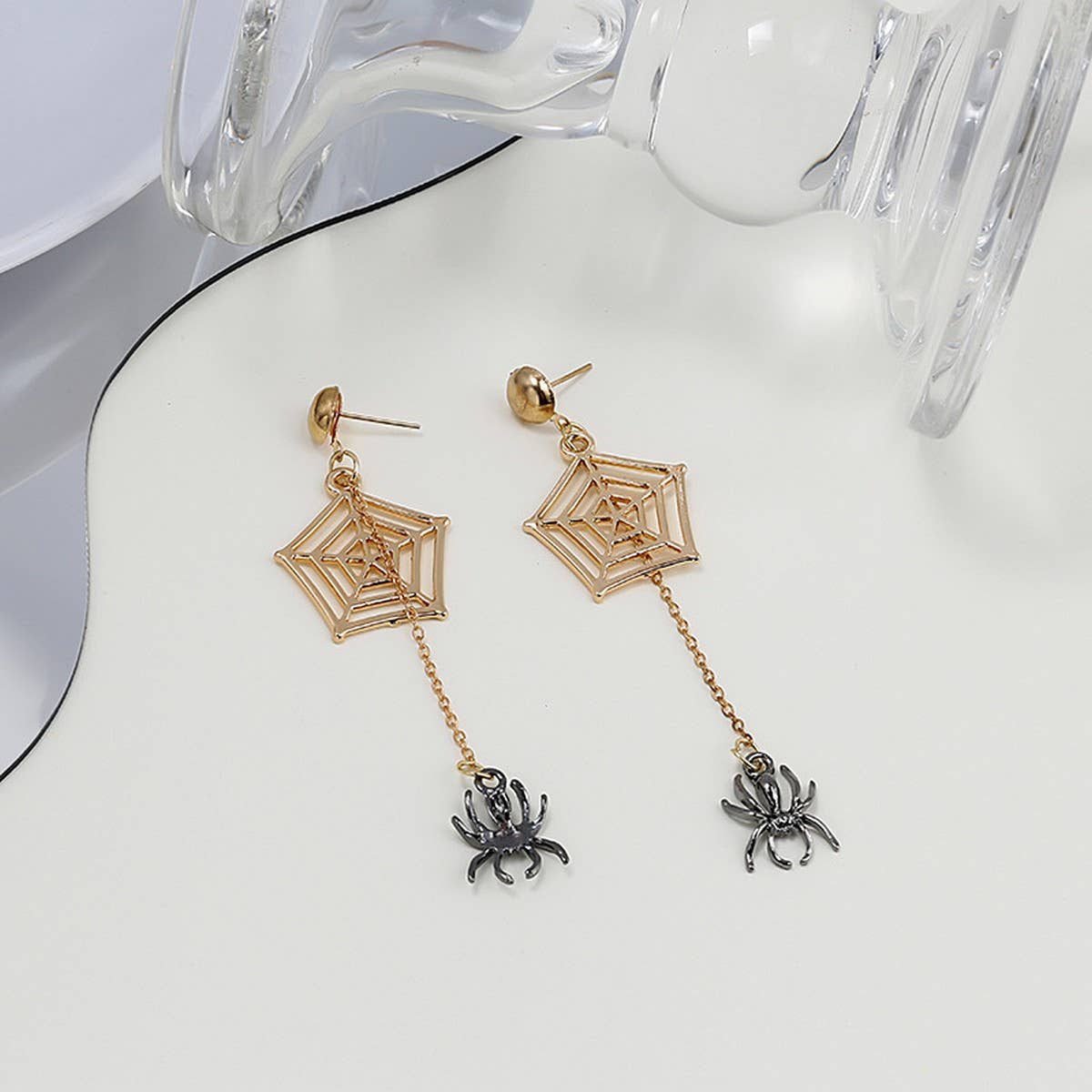 NEW PERSONALIZED SPIDER WEB HALLOWEEN EARRINGS_CWAJE1850