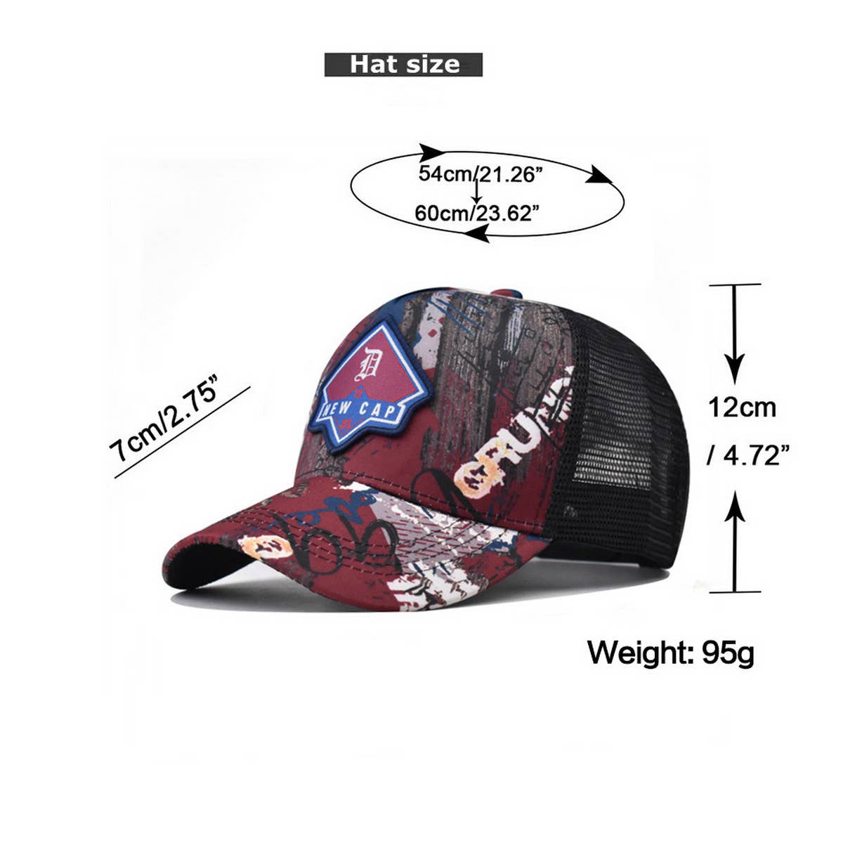 Vintage Letter Patch Graffiti Trucker Hat_Cwah1369
