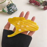 CUTE GREEN FROG GINKGO LEAF HAIR CLIP_CWAHA6013
