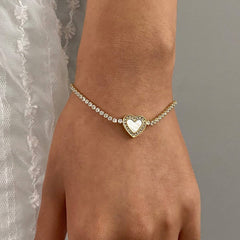 HEART FULL ZIRCON BRACELET IN TITANIUM STEEL_CWAJE4871