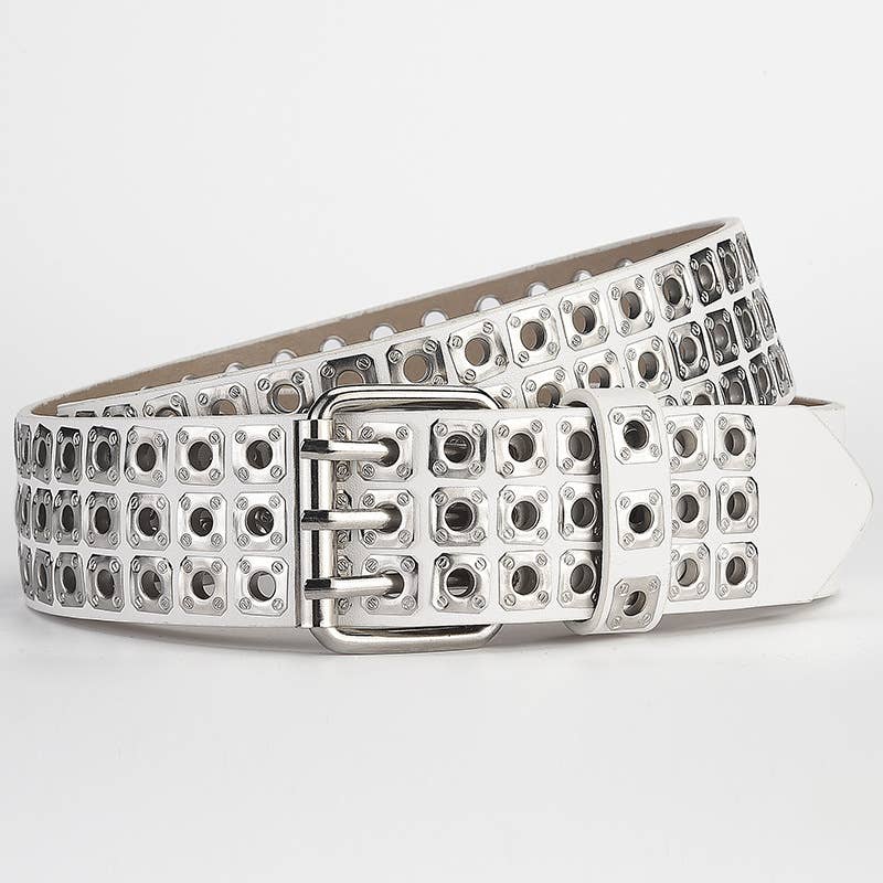 Liuding Hollow Air Eye Punk Style Pu Belt