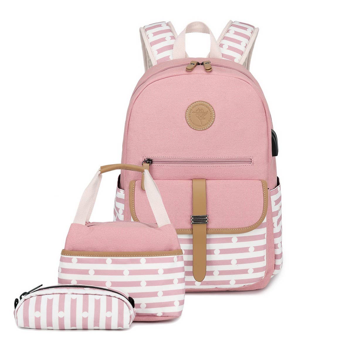 STRIPED BACKPACKS FOR SCHOOL GIRLS TRAVEL BAG_CWAB5497