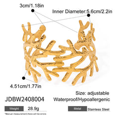 Vintage 18K Gold Hammered Branch Cuff Bracelet