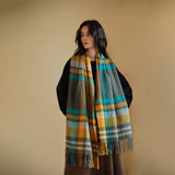 PLAID SCARF WOMENS REVERSIBLE LARGE WARM SHAWL_CWASC2378
