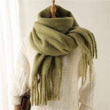 MOHAIR TASSEL SCARF FOR WINTER UNISEX LONG SHAWL_CWASC0965