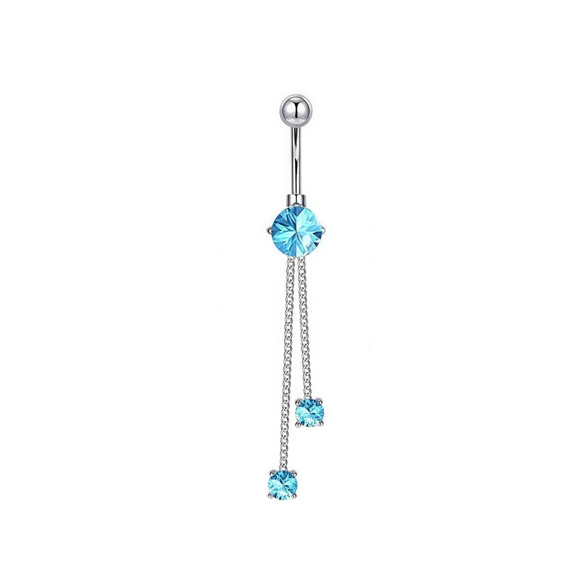 LONG CHAIN CZ BELLY RING WITH COPPER PIERCING_CWMM9232