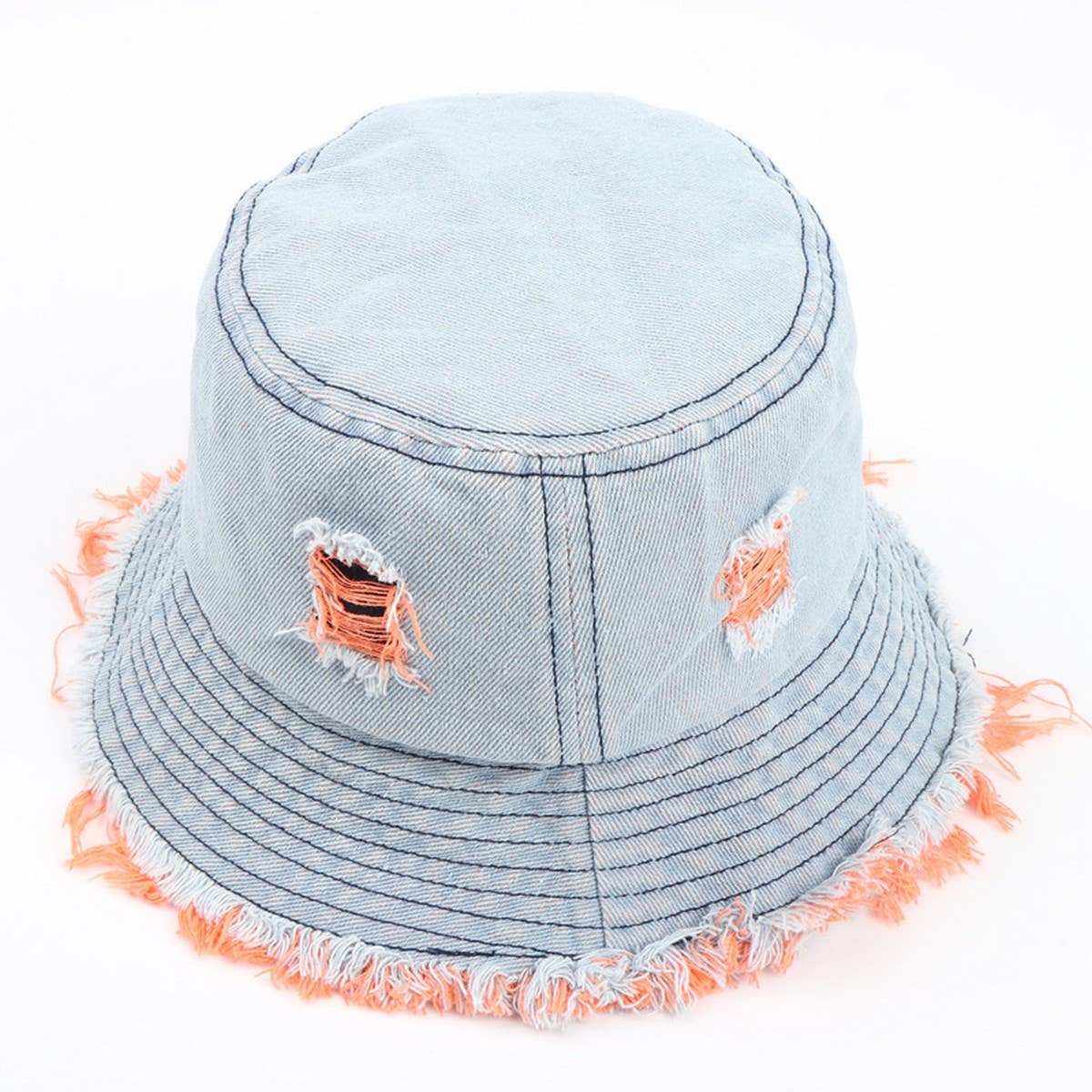 Cwah1512_Japanese Style Ripped Denim Bucket Hat