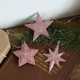 PINK GOLD GLITTER XMAS TREE HANGING DECORATION_CWMM9761
