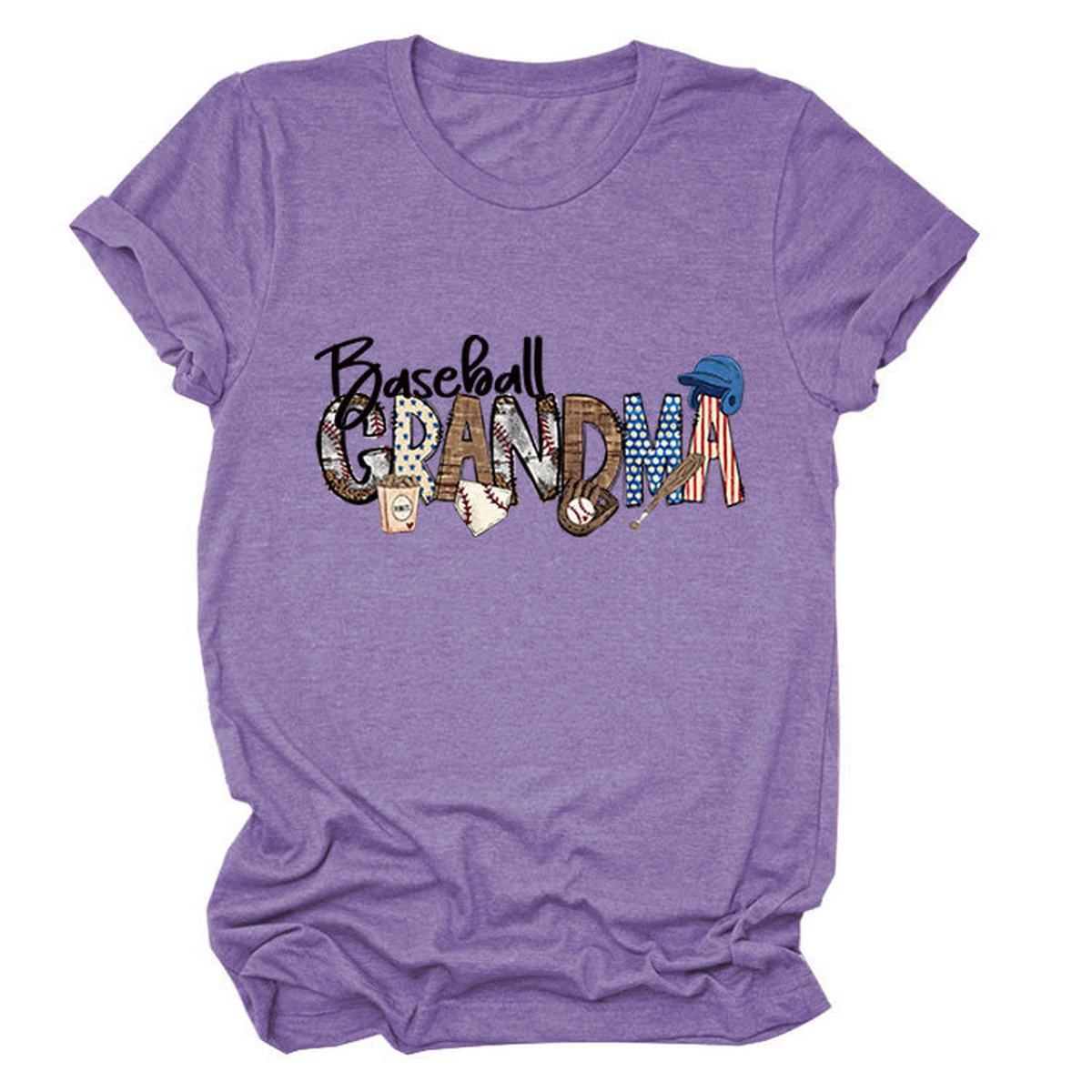CASUAL CREW NECK TEE BASEBALL GRANDMA SHIRT_CWTTSL0496