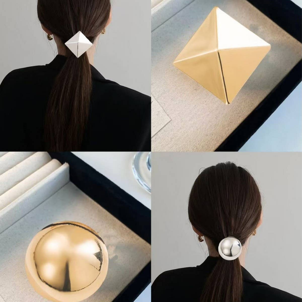 MINIMALIST GEOMETRIC LOW PONYTAIL HAIR TIE_CWAHA6200