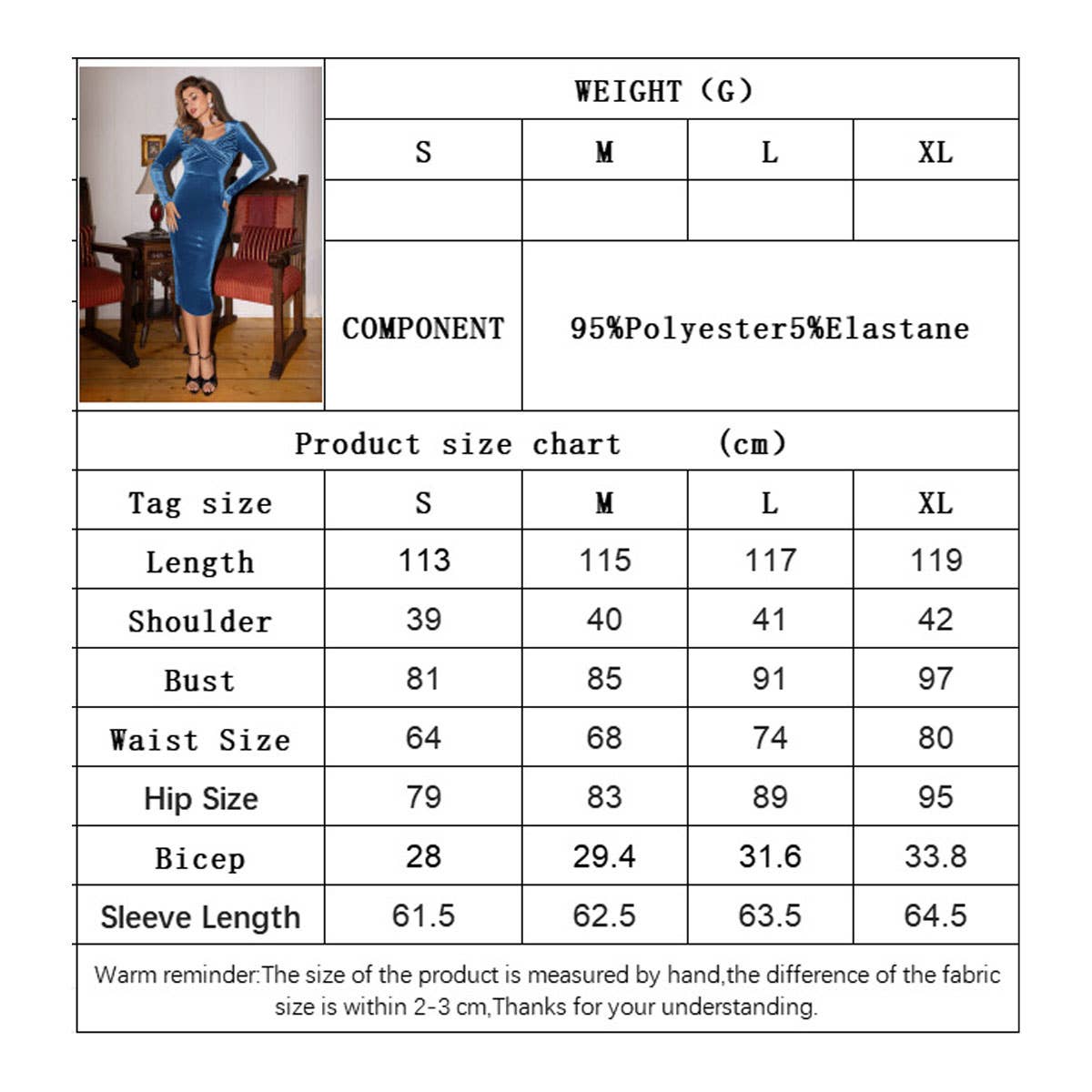 Velvet Hip Wrap Long-Sleeved Party Dress