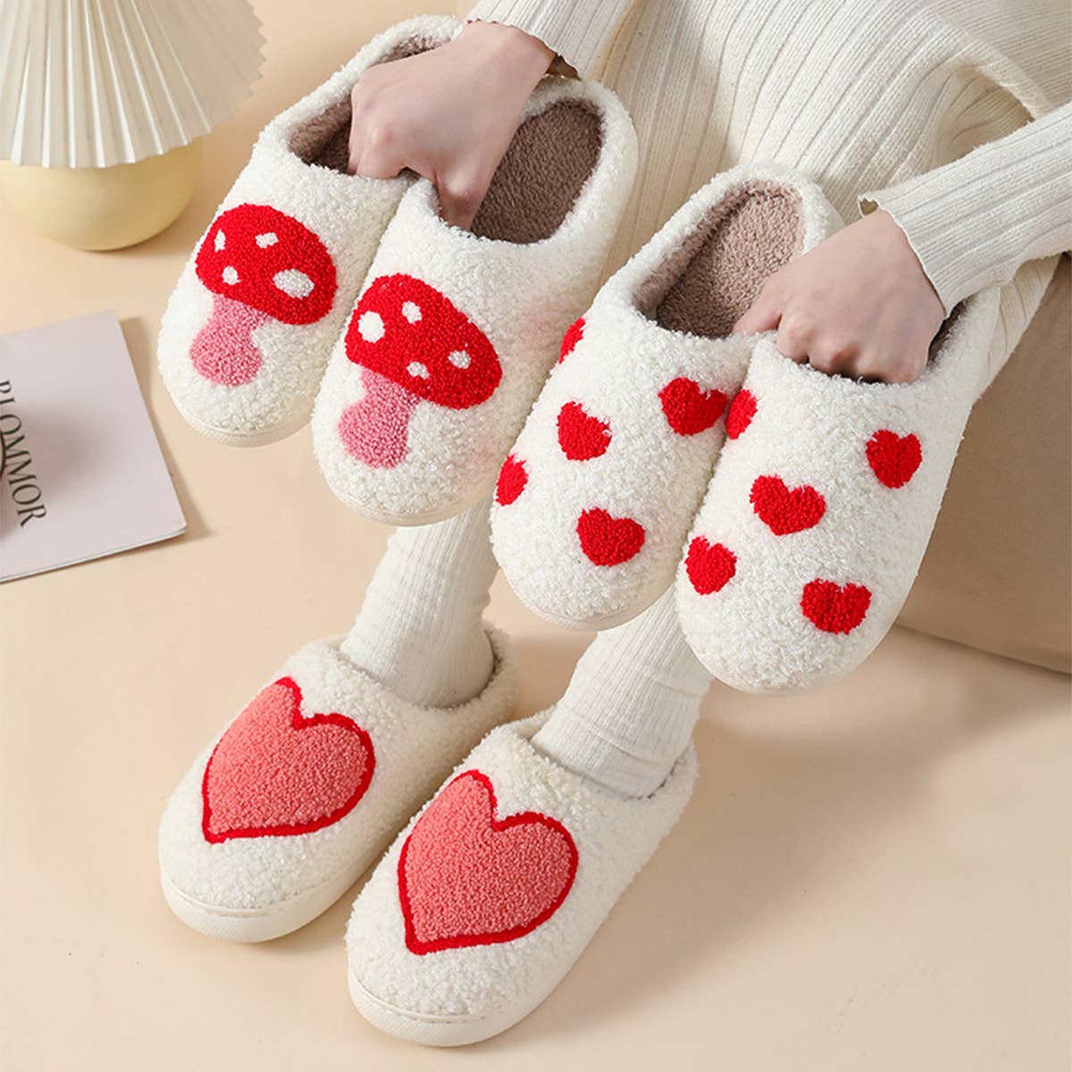 HOME LOVE PATTERN NON SLIP COTTON SLIPPERS_CWSHS0276