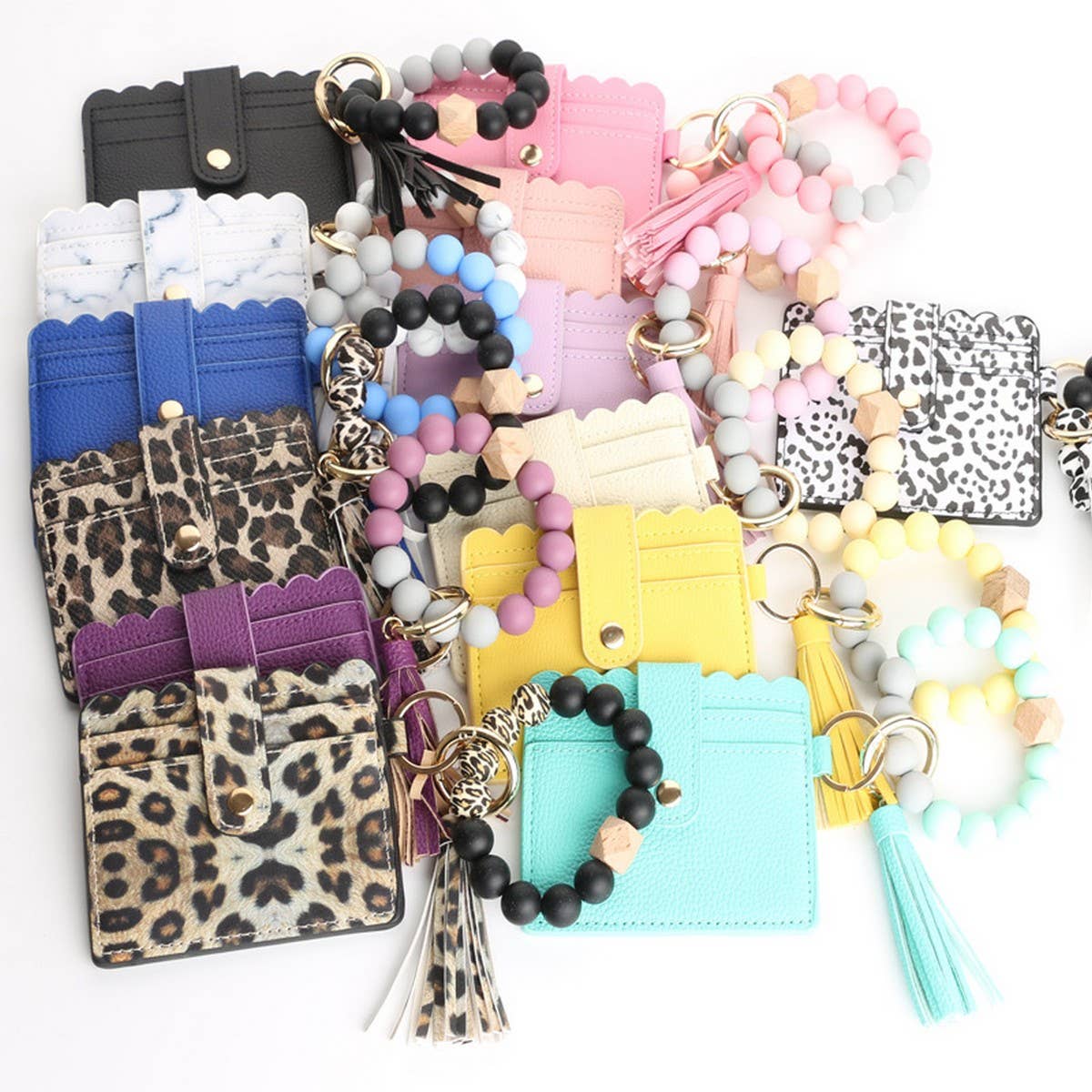 SILICONE BEAD BRACELET CARD BAG TASSEL KEYCHAIN_CWAJE0656