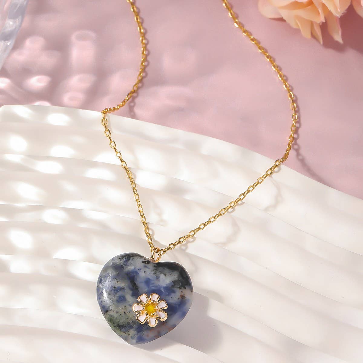 NEW FASHION LOVE PEACH ENAMEL OIL DROP NECKLACE_CWAJE2941