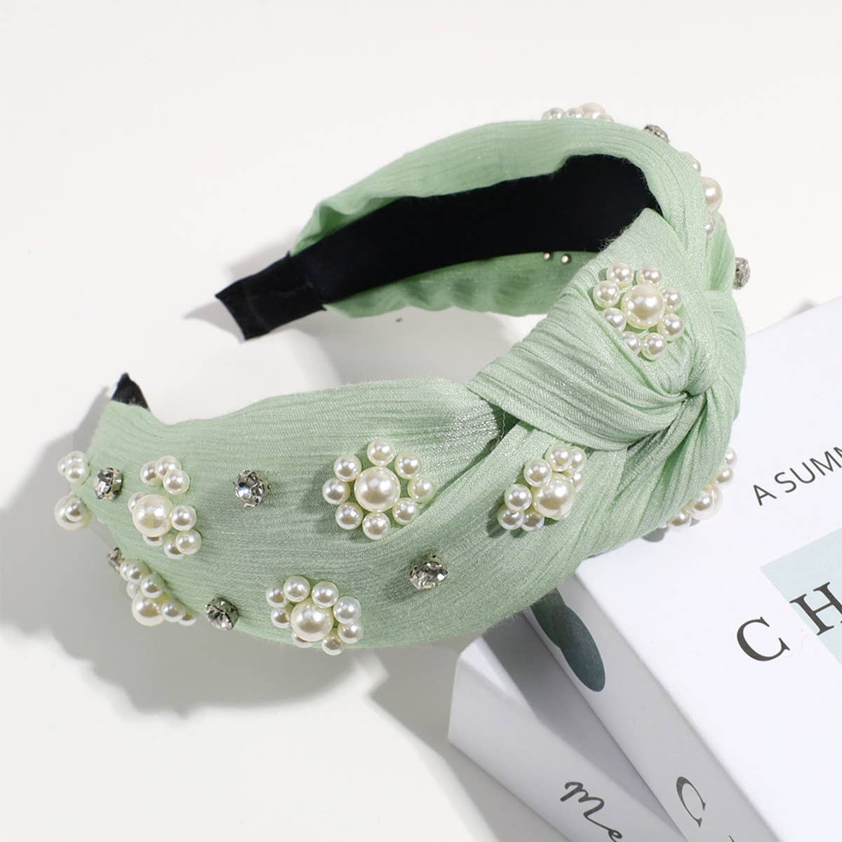 Women Imitation Pearl Knotted Headband