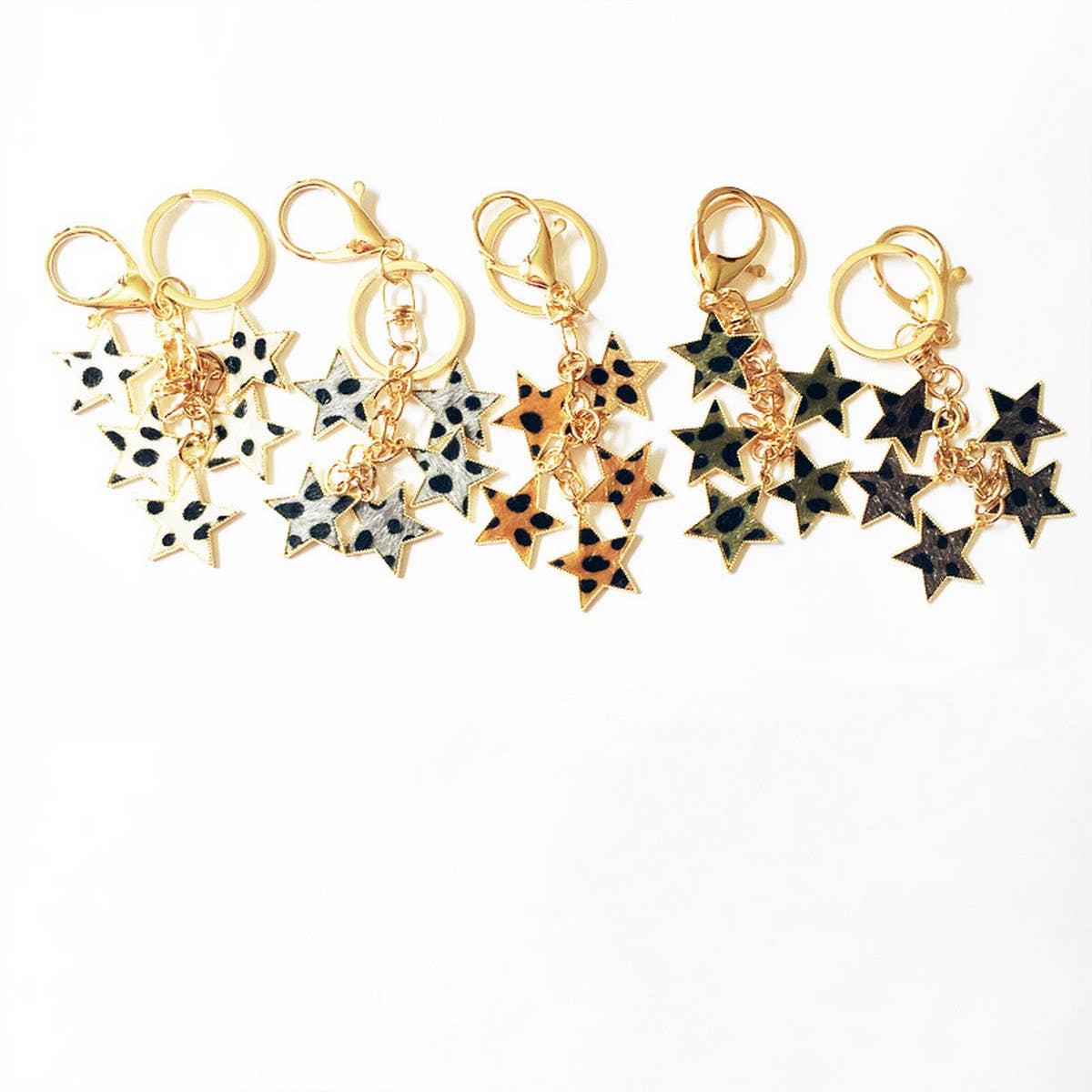 NEW LEOPARD PRINT FIVE POINTED STAR KEYCHAIN_CWMM1319