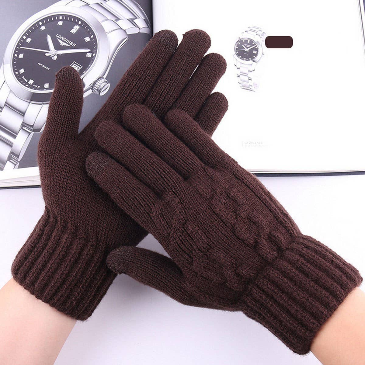 NEW MENS COLD PROOF KNITTED TOUCHSCREEN GLOVES_CWAG0394