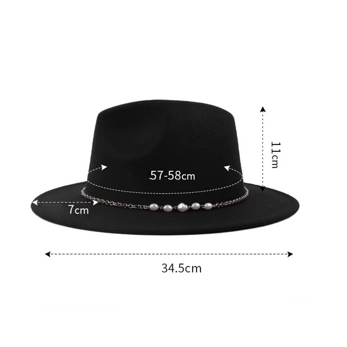 SIMPLE CHAIN PEARL STYLE FASHIONABLE PANAMA HAT_CWAH1892