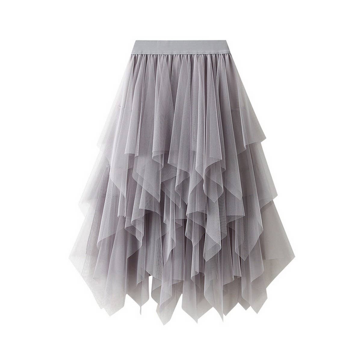ASYMMETRICAL TULLE HIGH WAIST MIDI SKIRT_CWBMS0398