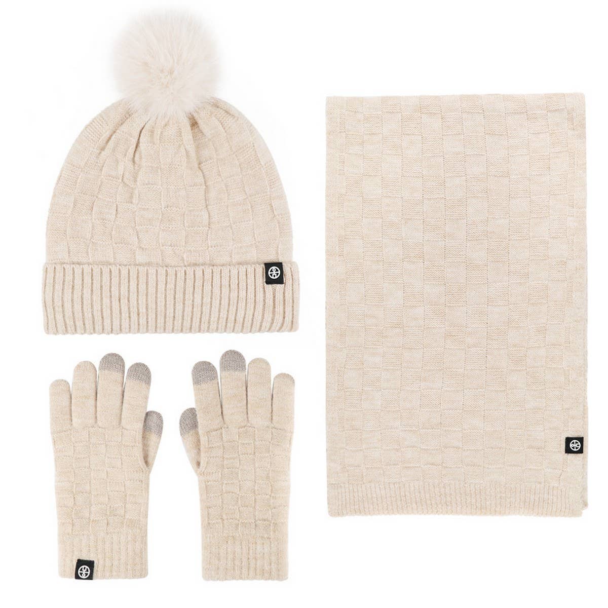 Winter Warm Wool Hat Scarf Gloves Three-Piece Set_Cwmm2774