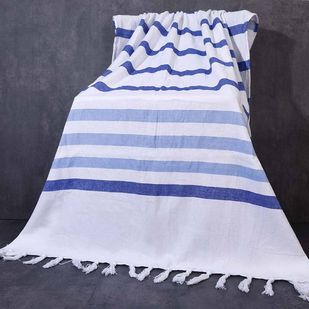 STRIPED TASSEL TOWEL SHAWL TURKISH BEACH WRAP_CWMM7668